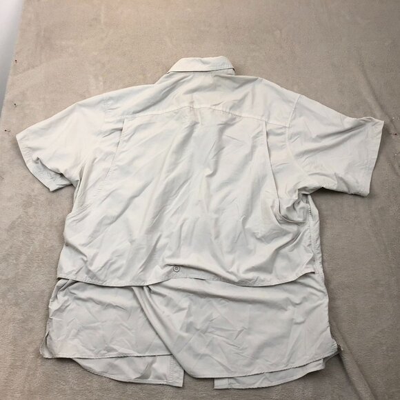 Eddie Bauer Men Shirt Large Short Sleeve Button Up Fishing Outdoors Beige Casual - Picture 10 of 10